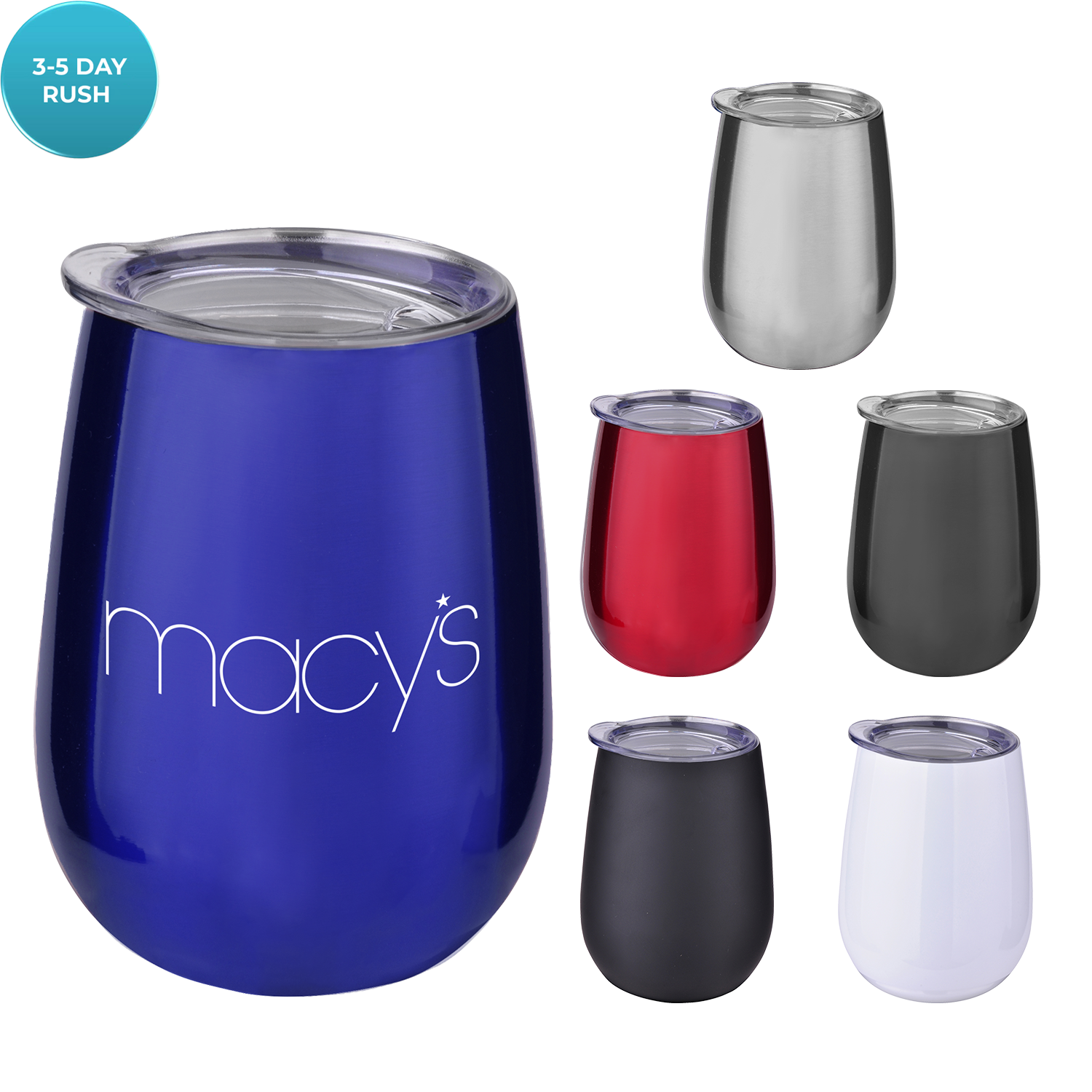 Blue 10 Oz Stainless Wine Tumbler