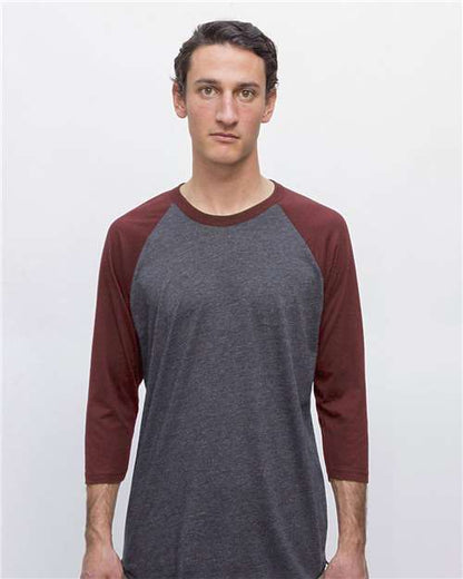 Unisex USA-Made Three-Quarter Sleeve Raglan Baseball T-Shirt - FF53