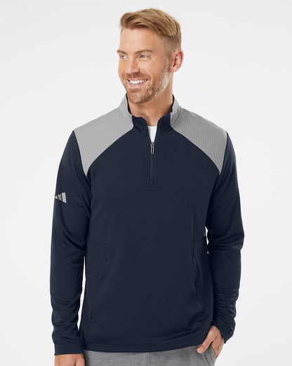 Men's Textured Mixed Media Quarter-Zip Pullover - A532