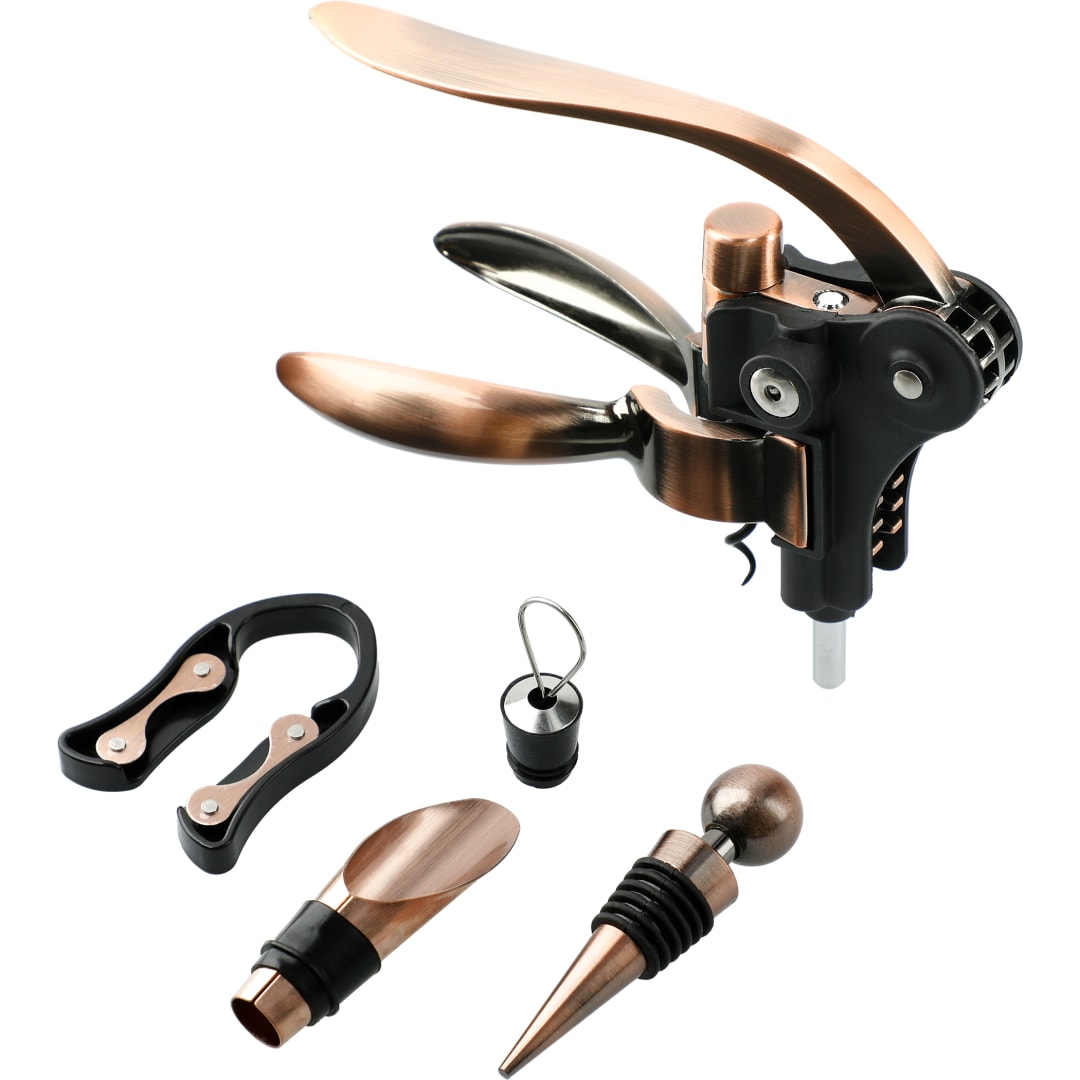 Brown Graze Wood and Metal Wine Set