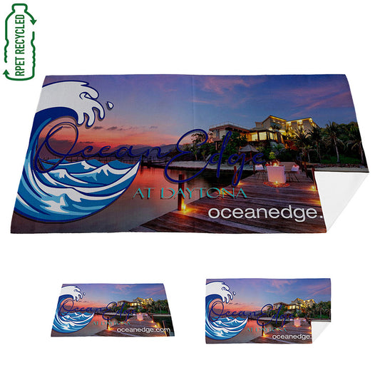 "AQUA" 30” x 60” Full Color Recycled RPET Waffle Weave Sand Free Beach/Yoga Towel
