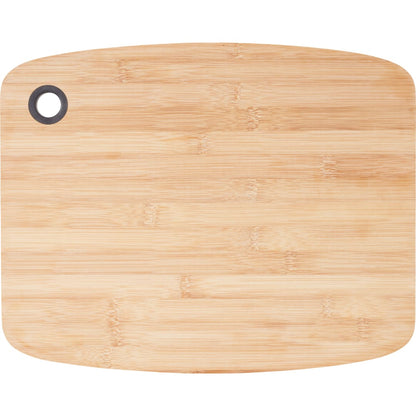 Front View of Black Large Bamboo Cutting Board with Silicone Grip