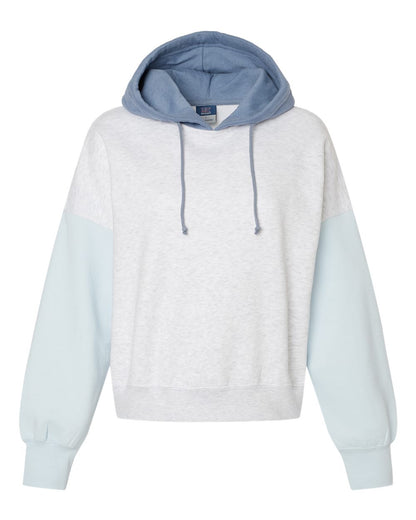 Women's Sueded Fleece Colorblocked Crop Hooded Sweatshirt - W23716
