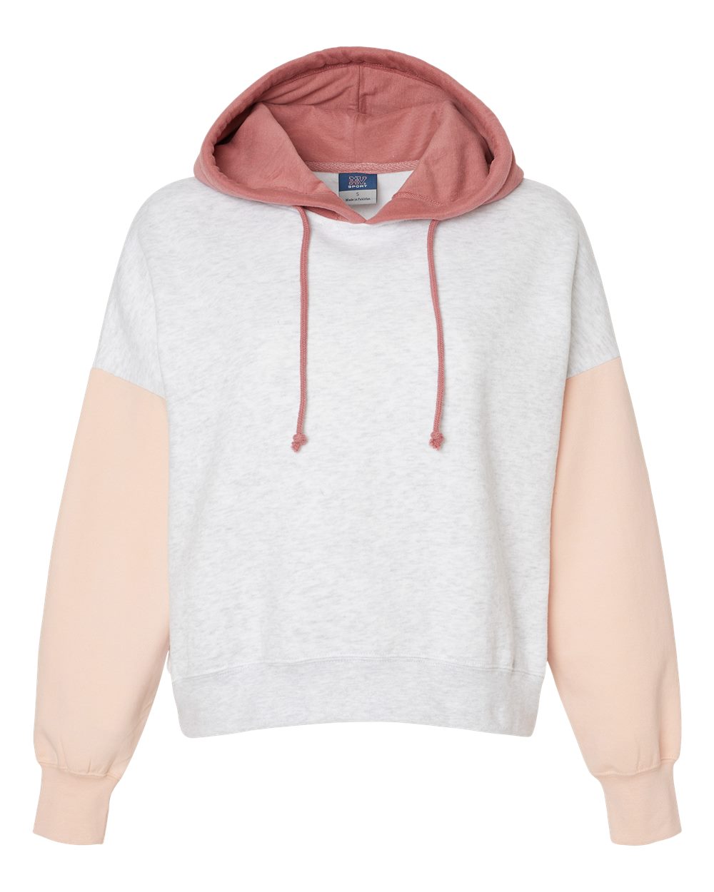 Women's Sueded Fleece Colorblocked Crop Hooded Sweatshirt - W23716