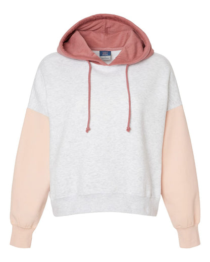 Women's Sueded Fleece Colorblocked Crop Hooded Sweatshirt - W23716