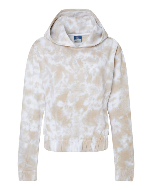 Women's Sueded Fleece Tie-Dyed Crop Hooded Sweatshirt - W23718