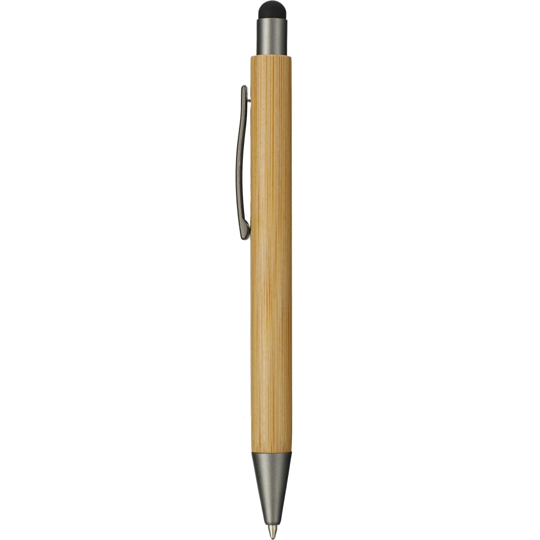 Front View of Natural Bamboo Quick-Dry Gel Ballpoint Stylus