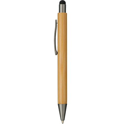 Front View of Natural Bamboo Quick-Dry Gel Ballpoint Stylus