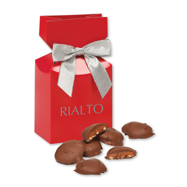 Caramel Pecan Clusters in Red Premium Delights Gift Box