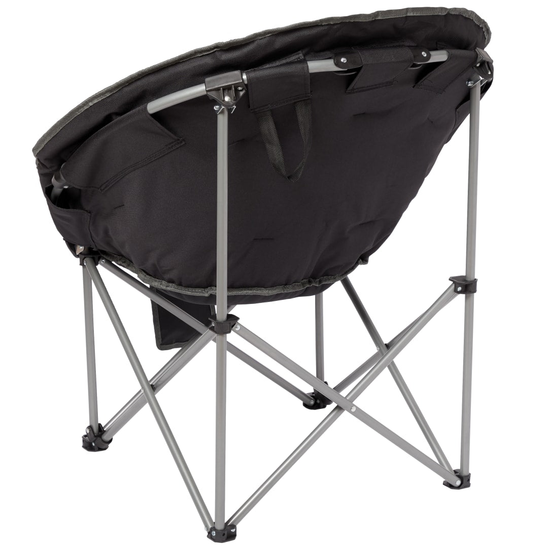 Front View of Black Folding Moon Chair (400lb Capacity)