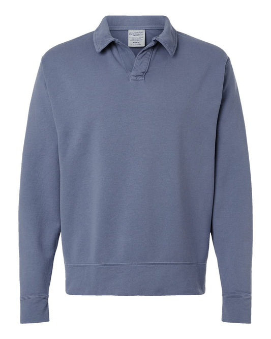 Unisex Garment-Dyed Polo Collar Sweatshirt - GDH490