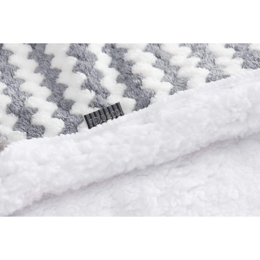 Front View of Gray Field & Co.® Chevron Striped Sherpa Blanket
