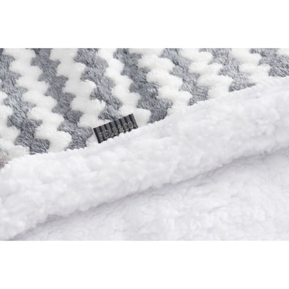 Front View of Gray Field & Co.® Chevron Striped Sherpa Blanket