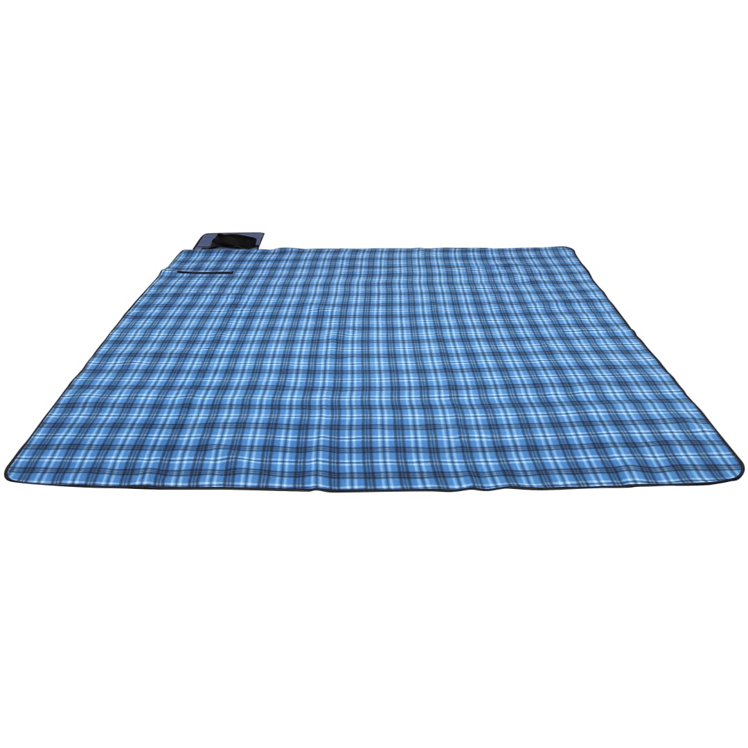 Front View of Black Extra Large Plaid Picnic Blanket