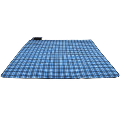 Front View of Black Extra Large Plaid Picnic Blanket