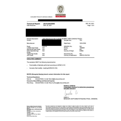 100% Recycled PET Fleece Blanket with RPET Pouch