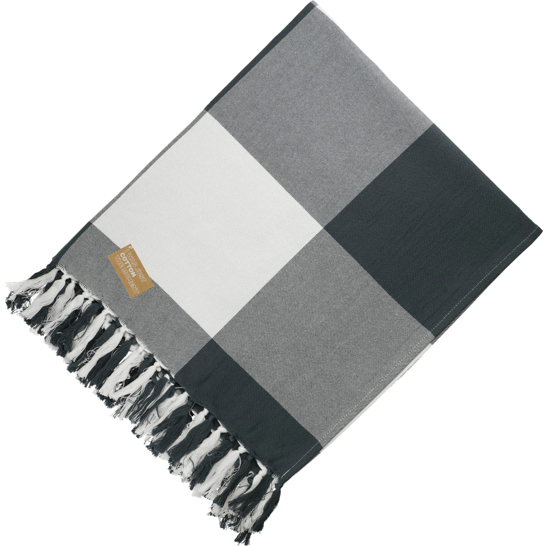 Blue Field & Co. 100% Organic Cotton Check Throw Blanke