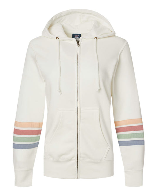 Women's Striped Sleeves Full-Zip Hooded Sweatshirt - W22732
