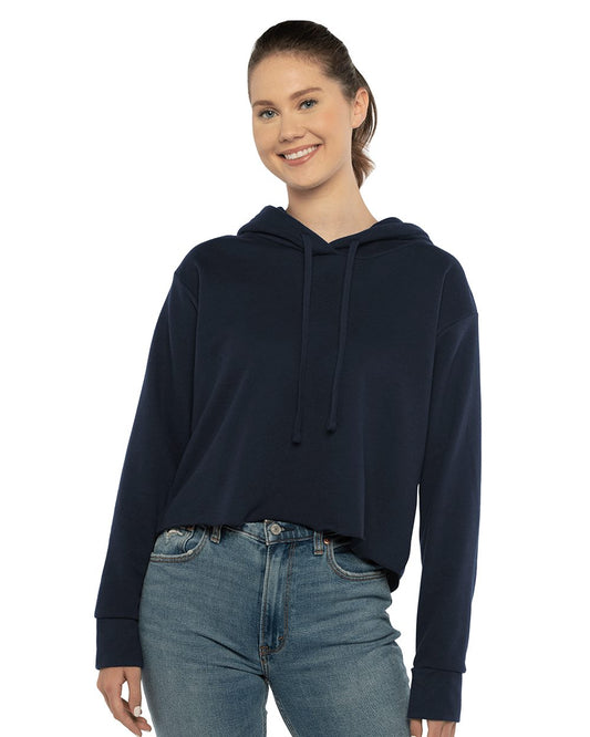 Women's Laguna Sueded Raw Edge Crop Hoodie Sweatshirt - 9384