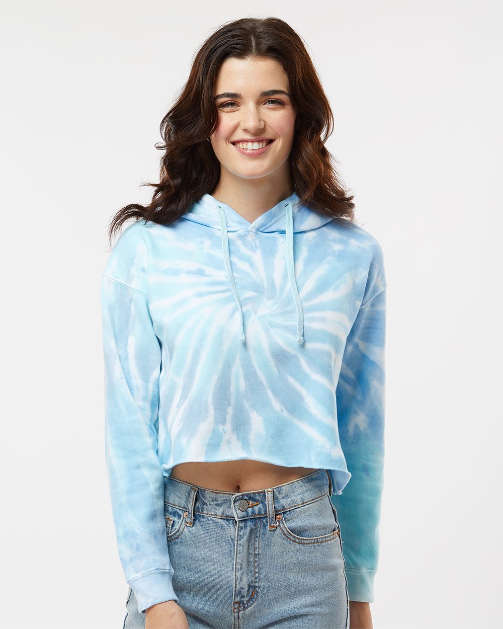 Women's Tie-Dyed Crop Hooded Sweatshirt - 8333
