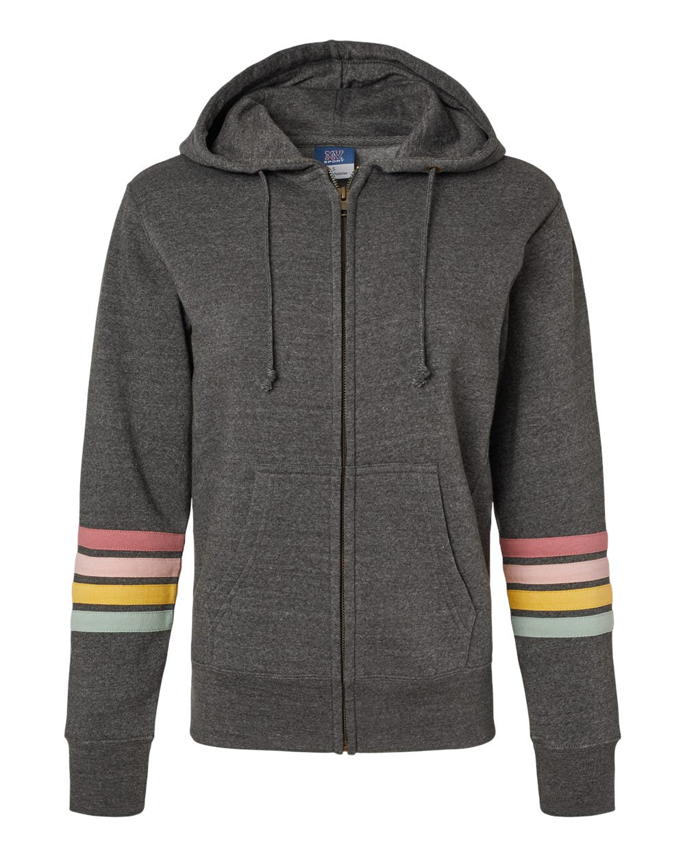 Women's Striped Sleeves Full-Zip Hooded Sweatshirt - W22732
