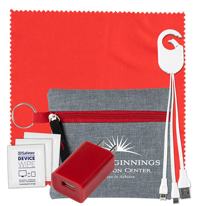 "Sundale" Mobile Tech Kit Charging Cables, Microfiber & Charging Cables in Zipper Kit