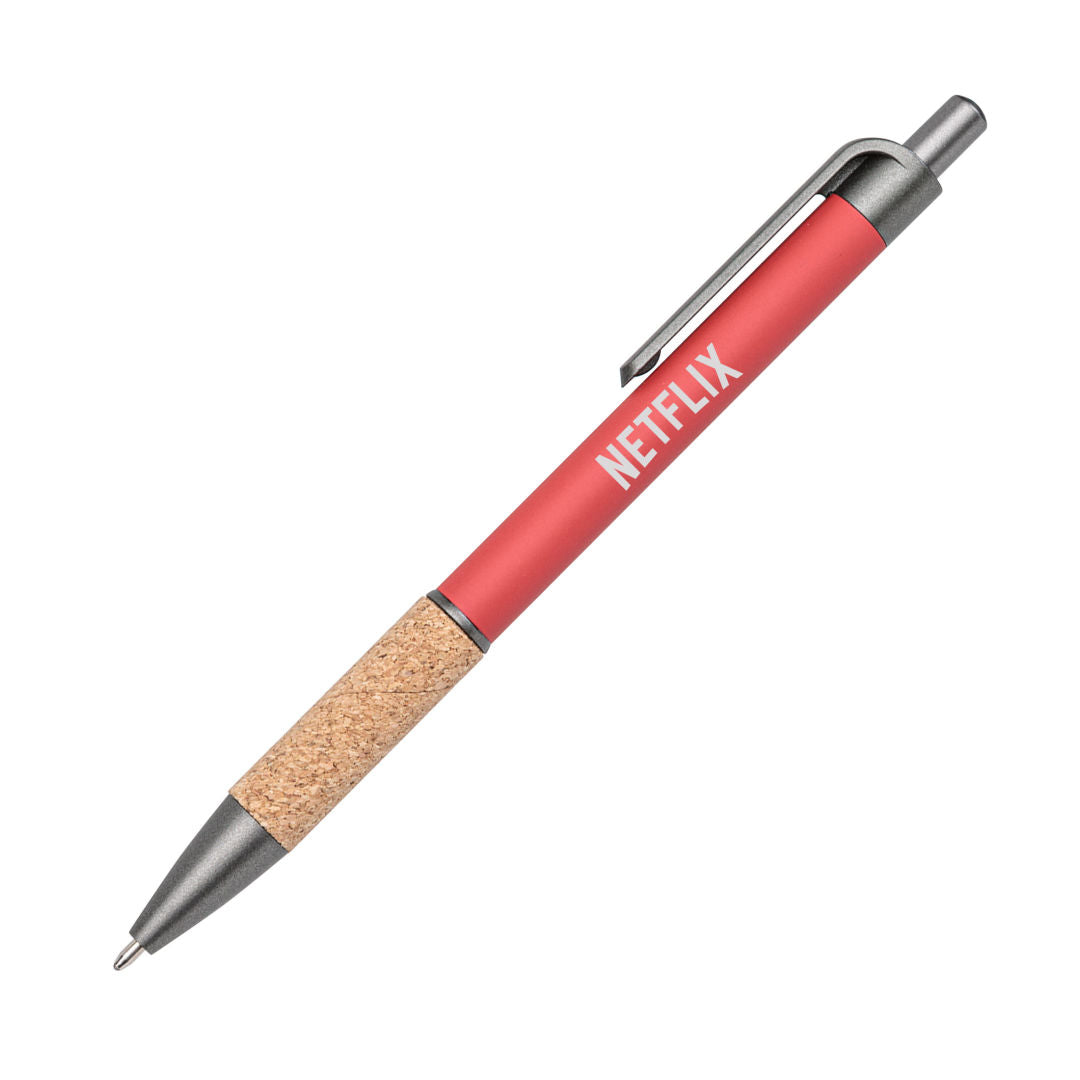 Otto Aluminum Pen w/Cork Grip & Blue Refill