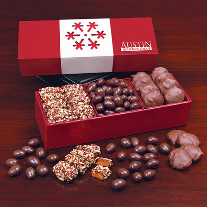 Red Trio of Sweets with Snowflake Wrap