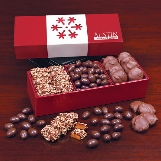 Red Trio of Sweets with Snowflake Wrap