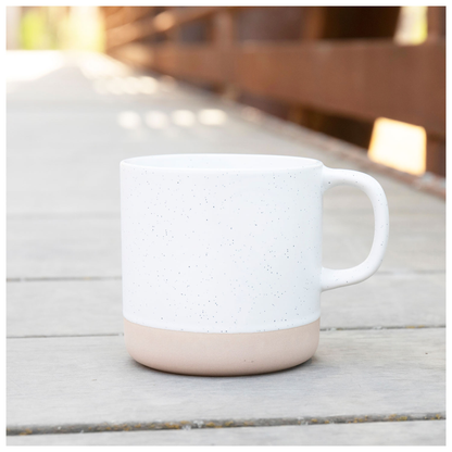 white 11 oz clay mug