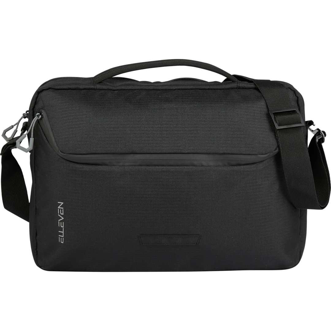 Front View of Black Elleven Recycled Messenger Briefcase