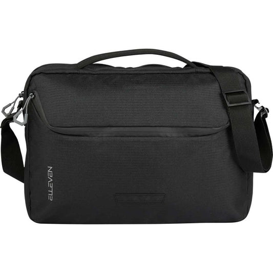 Front View of Black Elleven Recycled Messenger Briefcase
