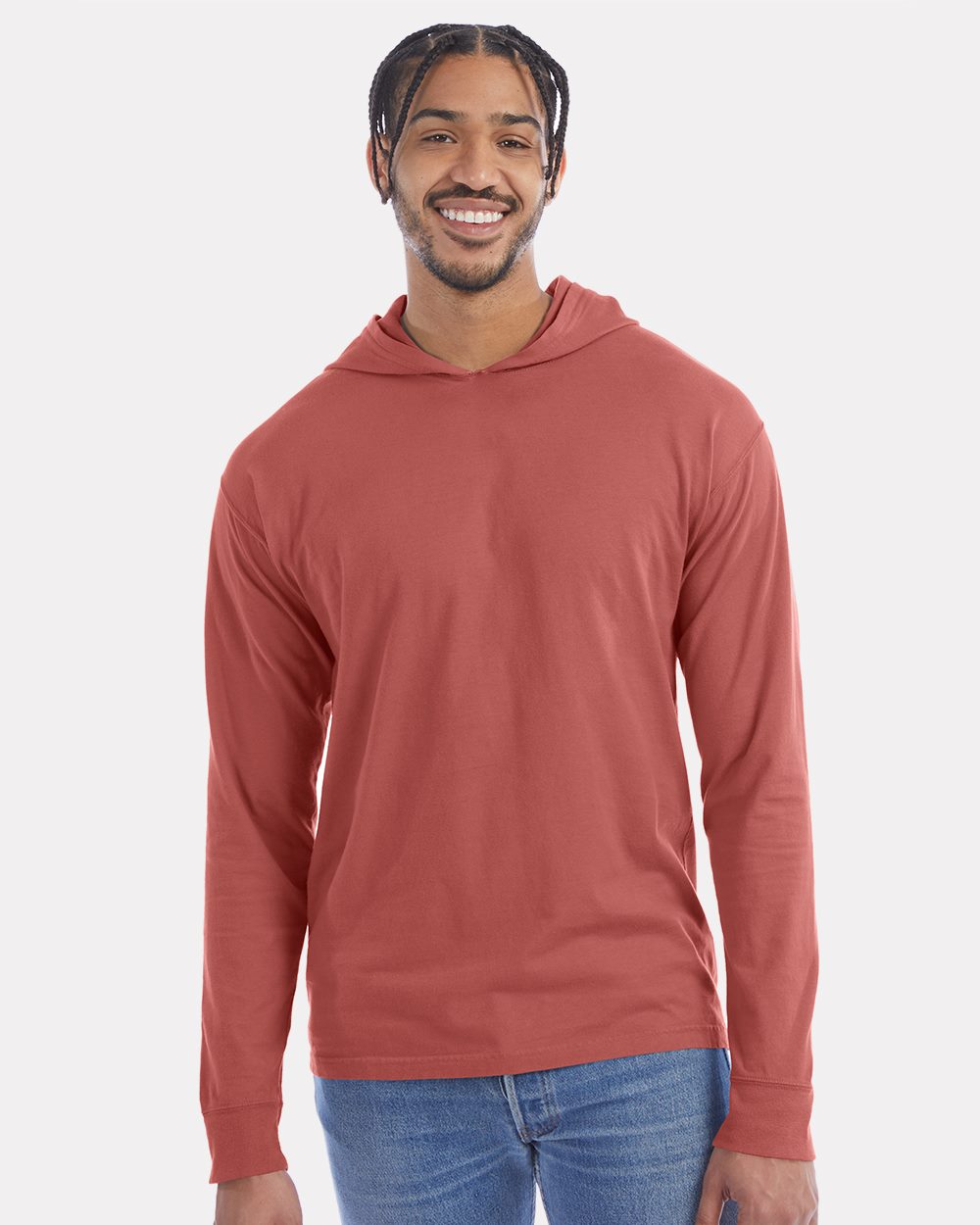 Unisex Garment-Dyed Jersey Hooded Long Sleeve T-Shirt - GDH280
