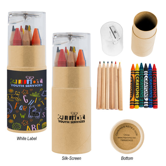 NATURAL WITH CLEAR 12 Piece Crayon And Pencil Set