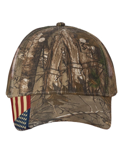 Camo Woven USA Flag Mesh Cap - LC350M