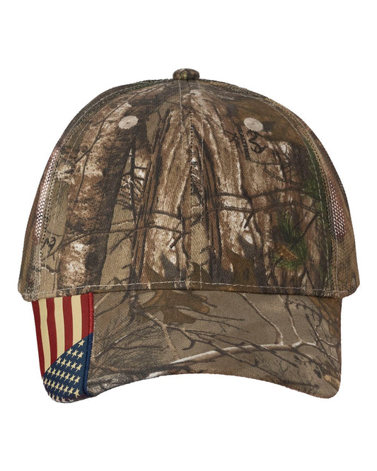 Camo Woven USA Flag Mesh Cap - LC350M