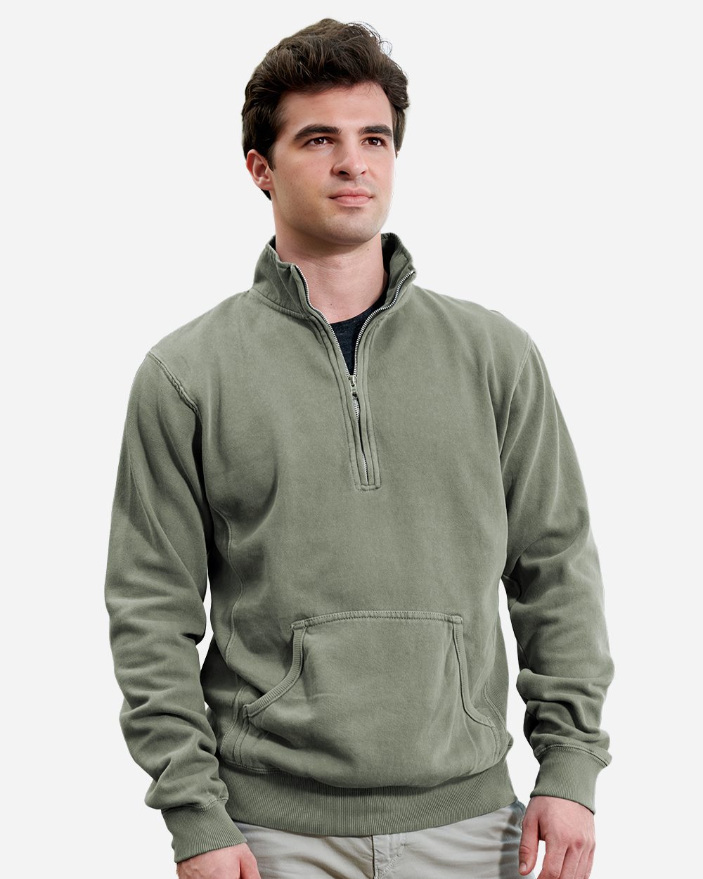 Unisex Pigment-Dyed Fleece Quarter-Zip Pullover - 8732