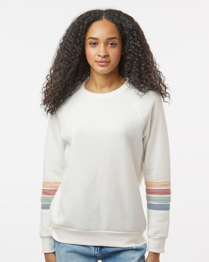 Women's Striped Sleeves Crewneck Sweatshirt - W23152