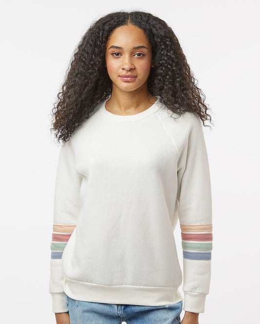 Women's Striped Sleeves Crewneck Sweatshirt - W23152