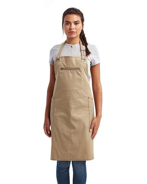 Barley Contrast Stitch Recycled Bib Apron - RP121