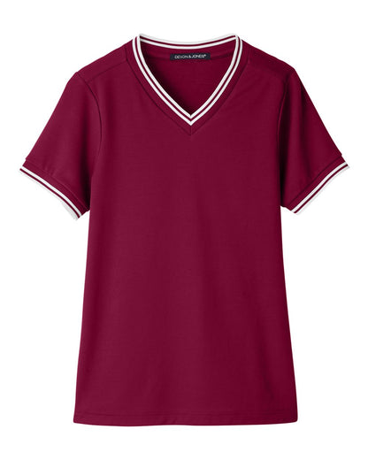 Women's CrownLux Performance® Plaited Tipped V-Neck Shirt - DG20CW