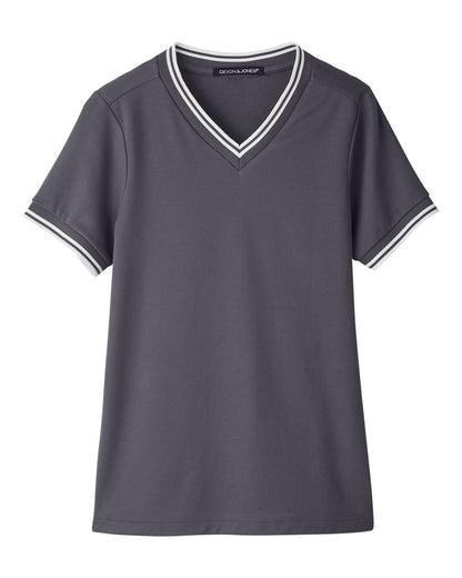 Women's CrownLux Performance® Plaited Tipped V-Neck Shirt - DG20CW