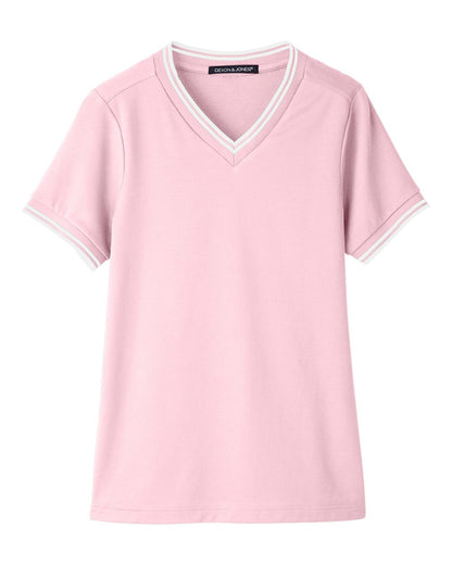 Women's CrownLux Performance® Plaited Tipped V-Neck Shirt - DG20CW