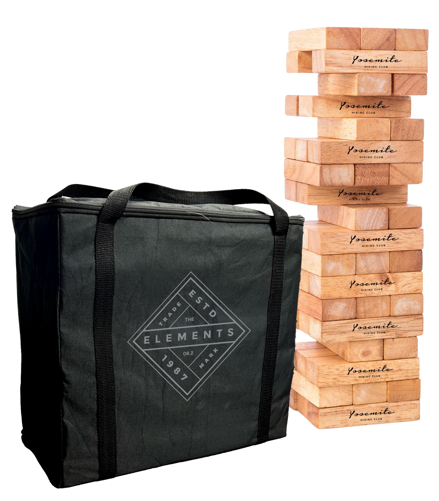 Natural Wood / Black Case Giant Tower Topple Game