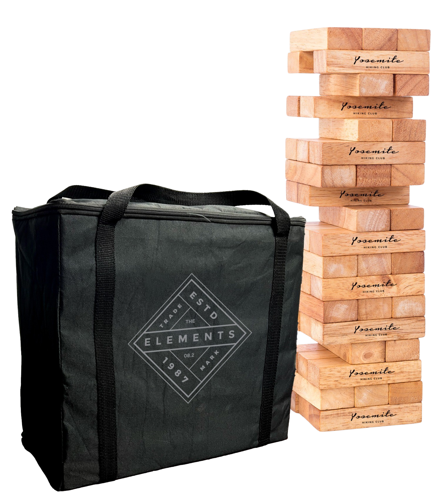 Natural Wood / Black Case Giant Tower Topple Game