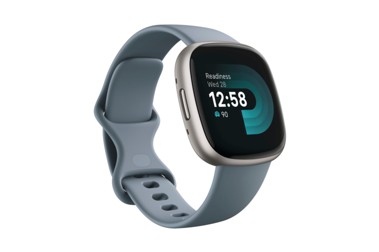 Fitbit Versa 4 Smartwatch - Waterfall Blue/Platinum Aluminum