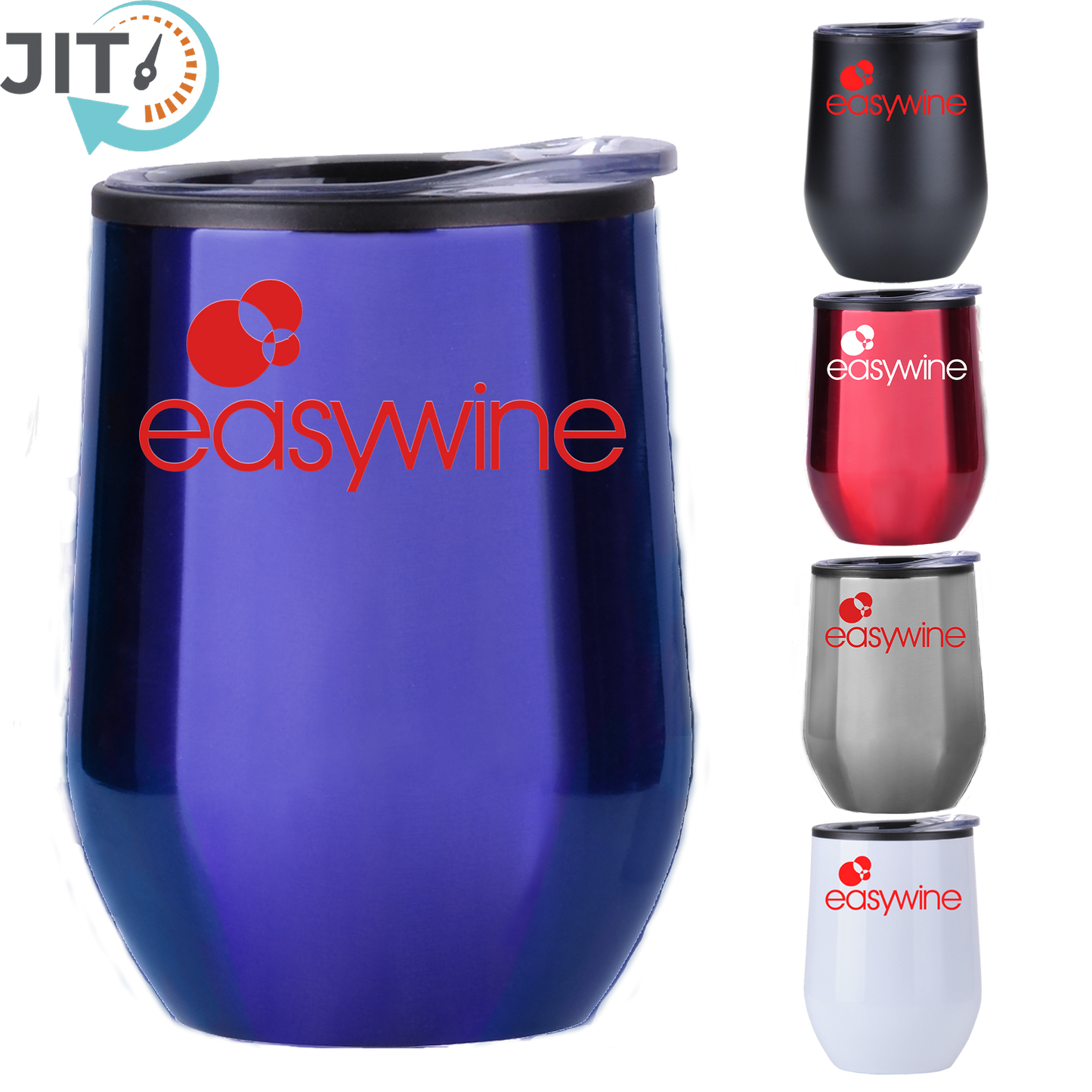 Black 12 Oz Stainless Wine Tumbler with Plastic Liner