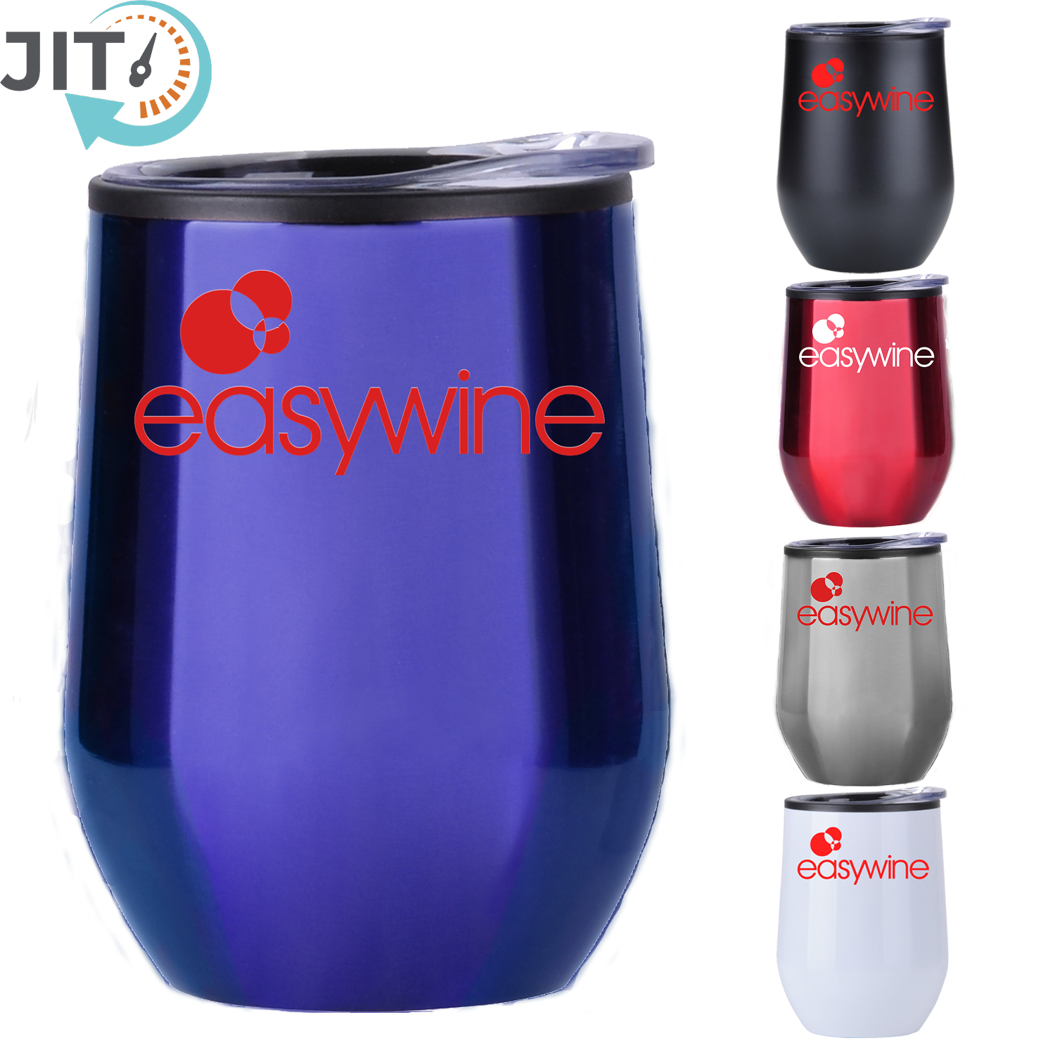 Black 12 Oz Stainless Wine Tumbler with Plastic Liner