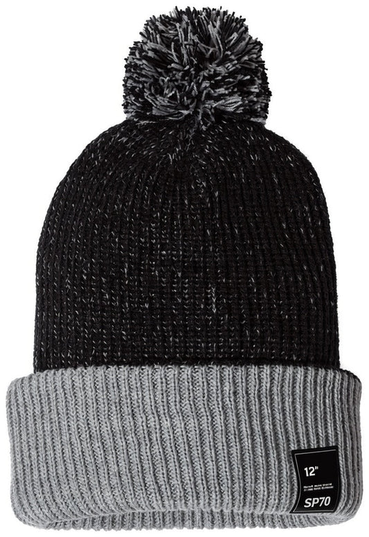 12" Speckled Pom-Pom Cuffed Beanie - SP70