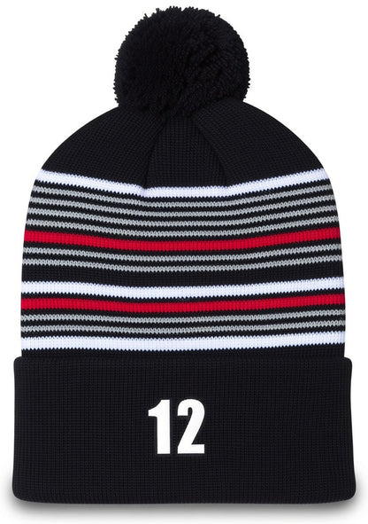12" Striped Pom-Pom Cuffed Beanie - SP60